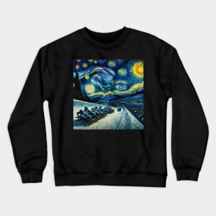 Bobsleigh Starry Night - Winter Sports Crewneck Sweatshirt